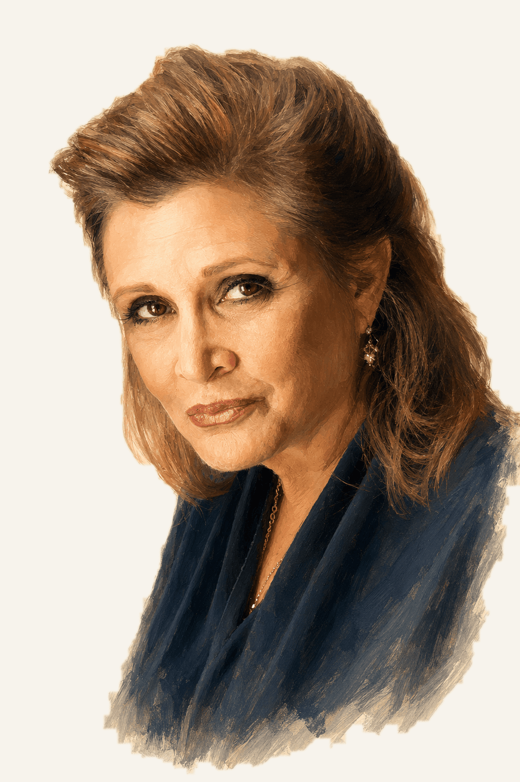 Painted portrait of Carrie Fisher