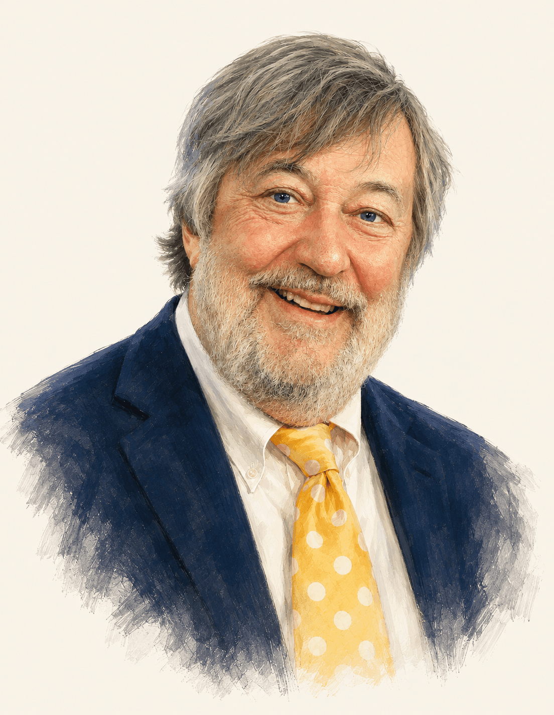 Painted portrait of Stephen Fry