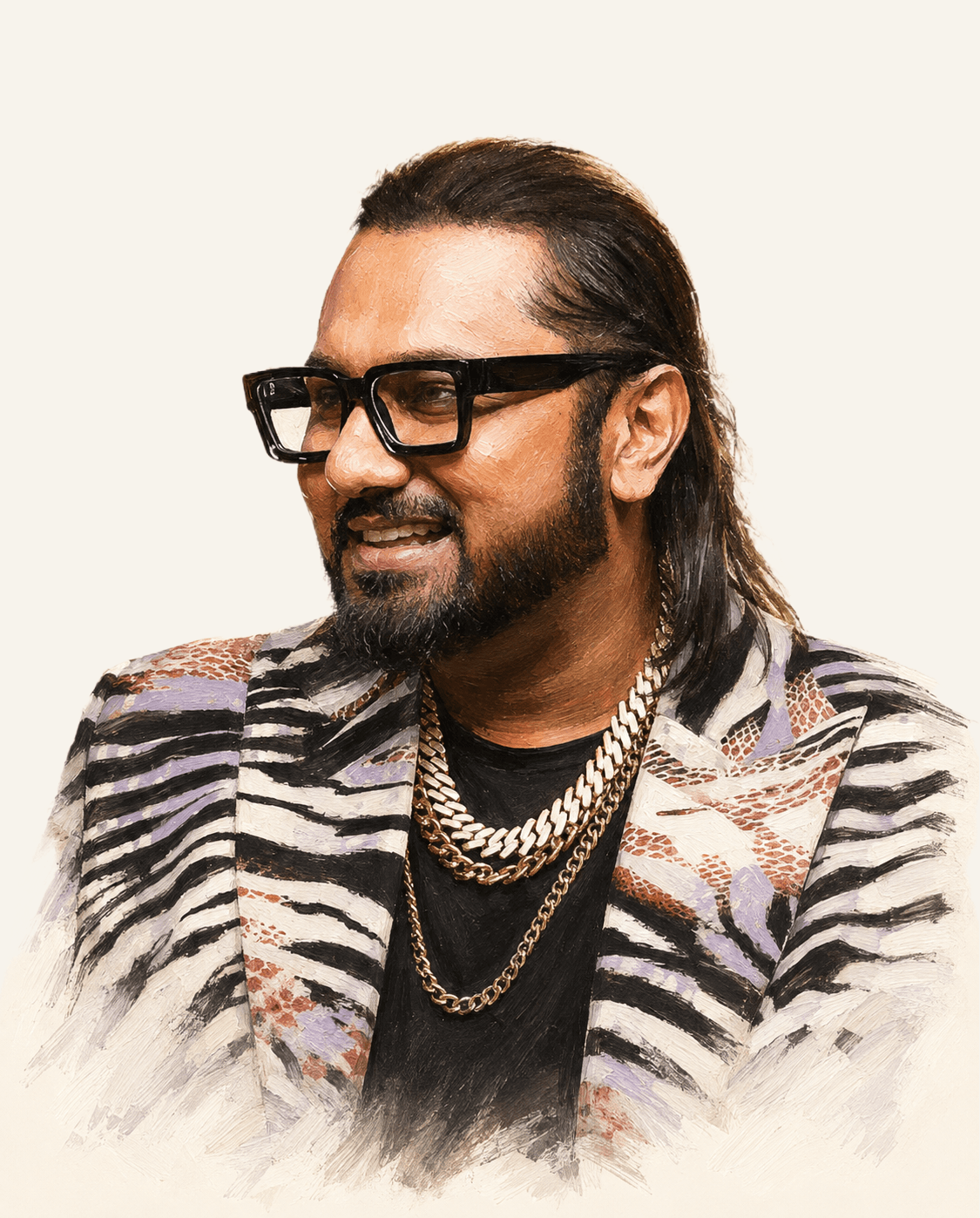 Painted portrait of Yo Yo Honey Singh